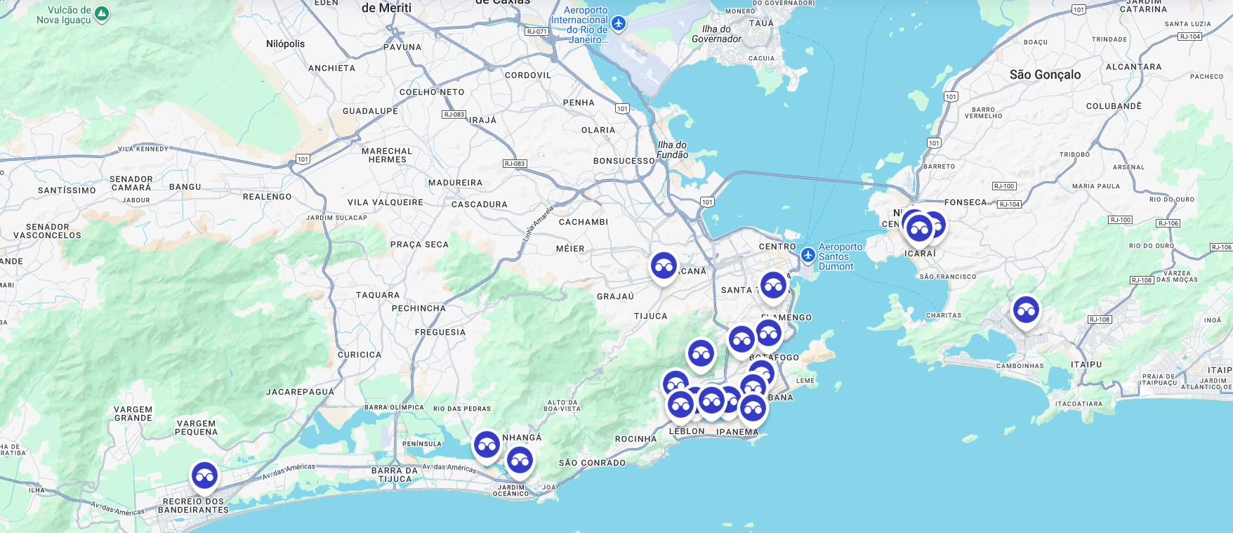 Mapa das lojas Lev